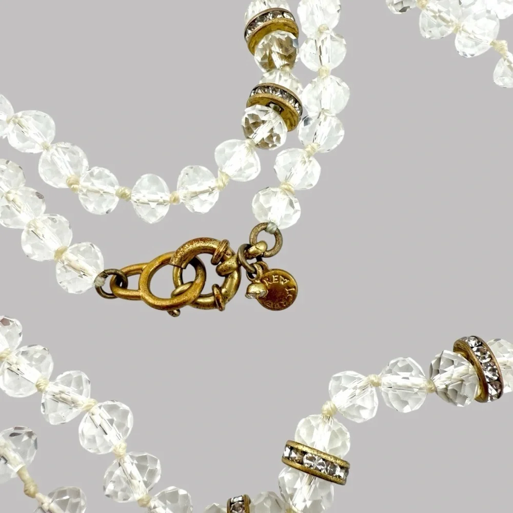 J. Crew Clear and Gold Beaded Necklace